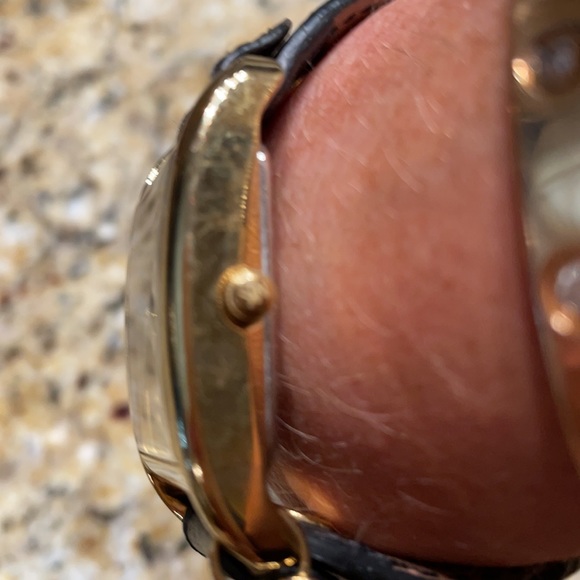 Michael Kors black leather and gold watch